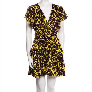 A.L.C. Yellow and Purple Floral Mini Dress